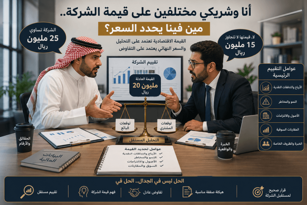 تقييم الشركات عند اختلاف الشركاء على قيمة الشركة