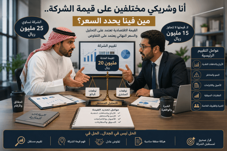 تقييم الشركات عند اختلاف الشركاء على قيمة الشركة