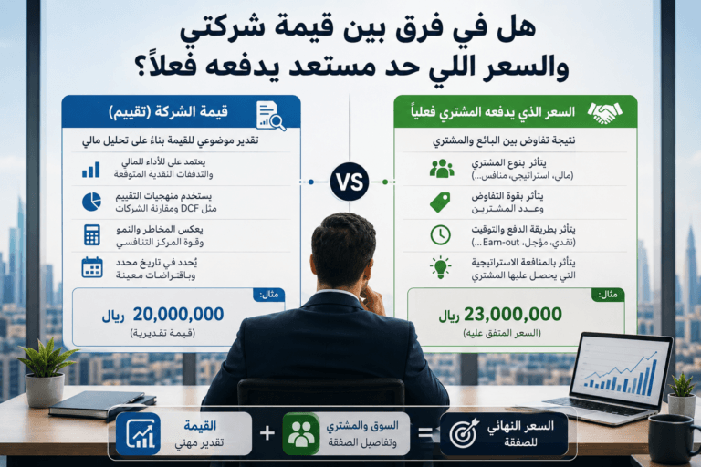 الفرق بين قيمة الشركة وسعر البيع الفعلي للمستثمر – تقييم الشركات وتحديد السعر العادل للصفقة