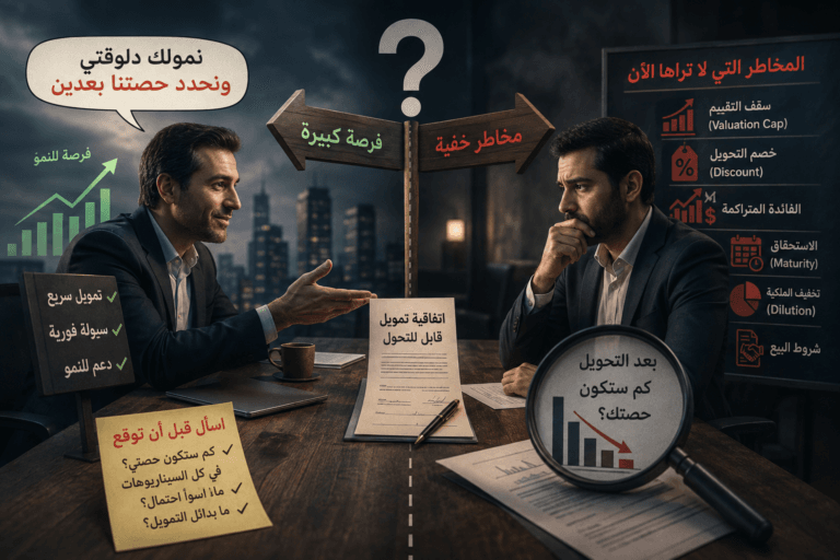 تمويل قابل للتحول ومخاطر تحديد حصة المستثمر لاحقًا.
