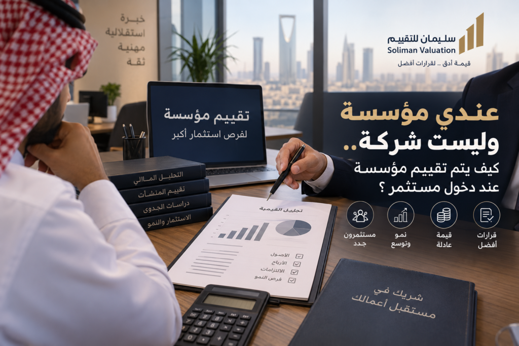 تقييم مؤسسة عند دخول مستثمر وتحديد القيمة العادلة