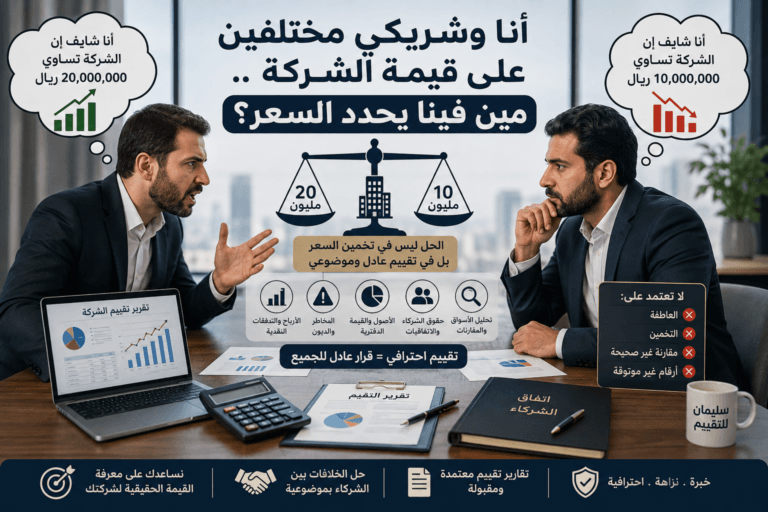 تقييم الشركات وحل اختلاف الشركاء على قيمة الشركة.